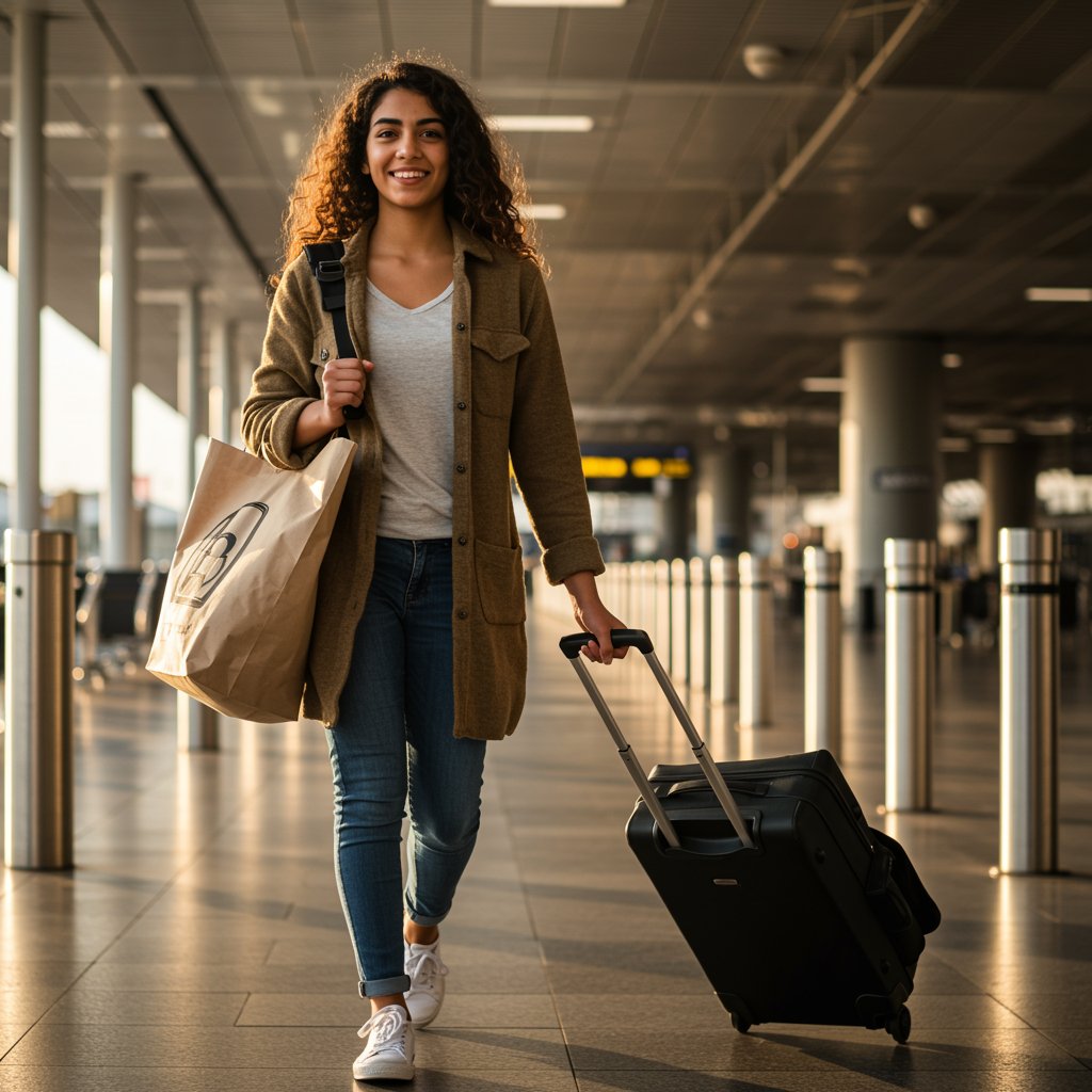 الدراسة في ألمانيا مع سميريس أكاديمي – طالب عربي يصل إلى ألمانيا لبدء دراسته ضمن باقات VIP وخدمات السكن والعمل الجزئي.